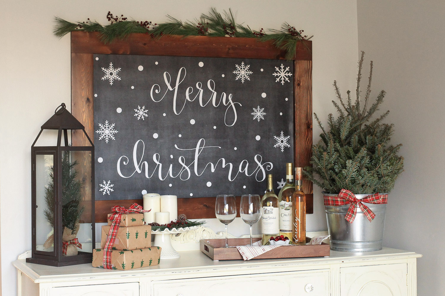 Cozy Christmas Kitchen Wine Nook