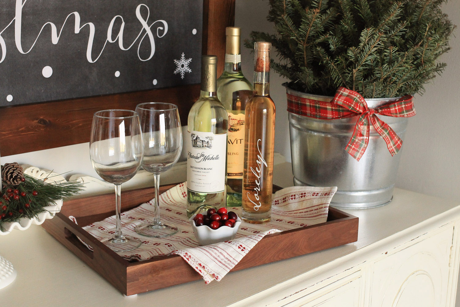 Cozy Christmas Kitchen Wine Nook