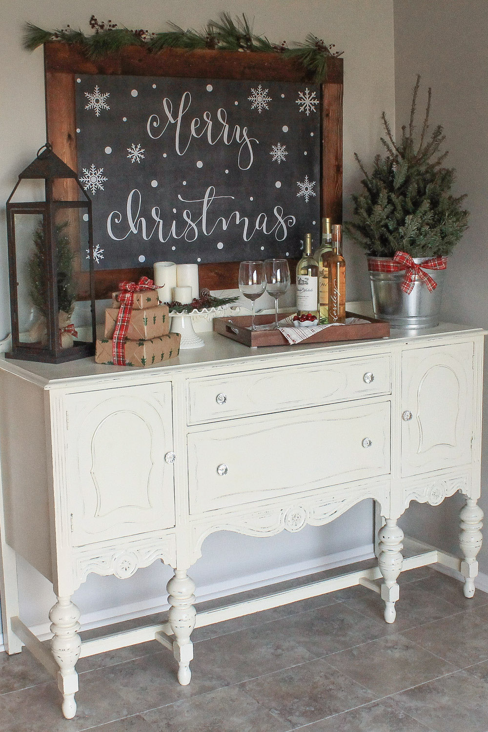 Cozy Christmas Kitchen Wine Nook