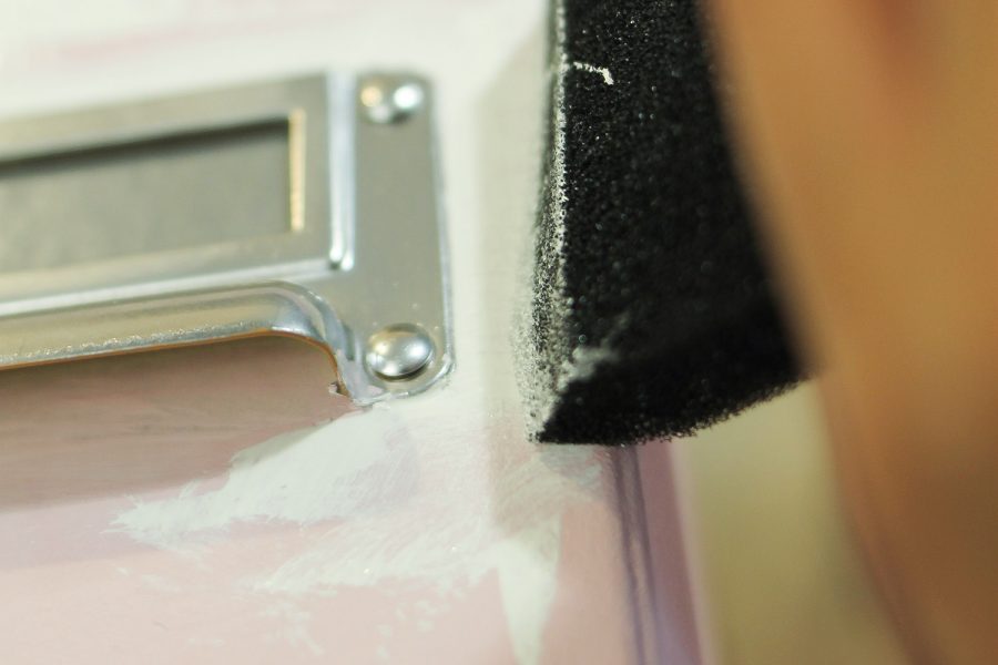 using foam brush for painting around magazine holder hardware