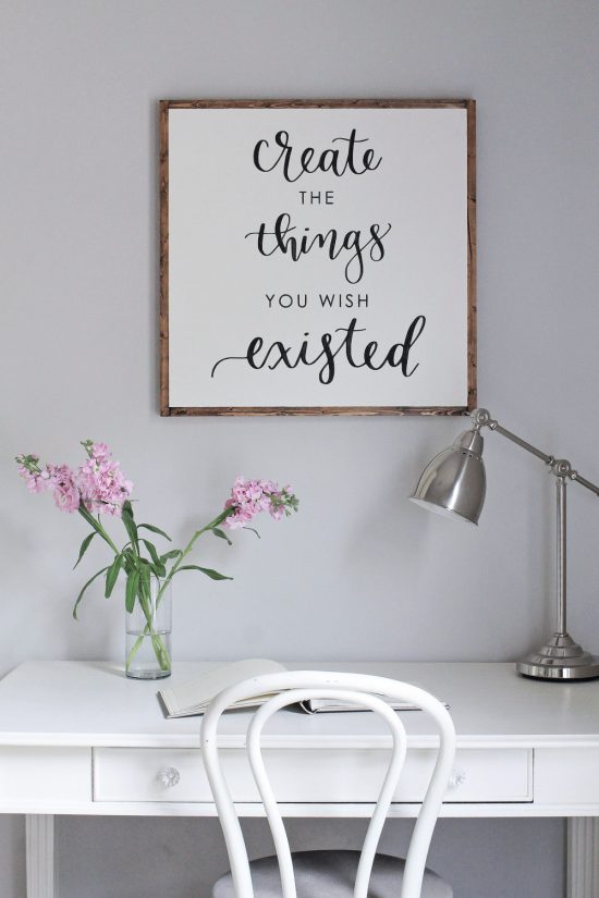 DIY Wood Sign with Calligraphy Quote