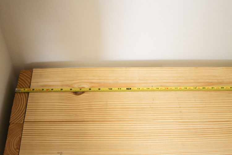 measuring the center point on bench top for cubby divider
