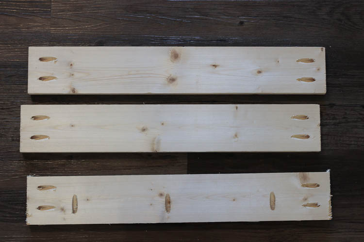 wood boards with pocket holes for hall tree frame