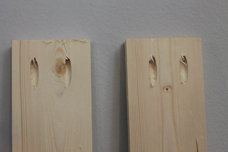 two wood boards with pocket holes for hall tree frame