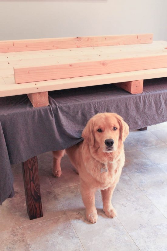 Farmhouse table DIY with removable legs