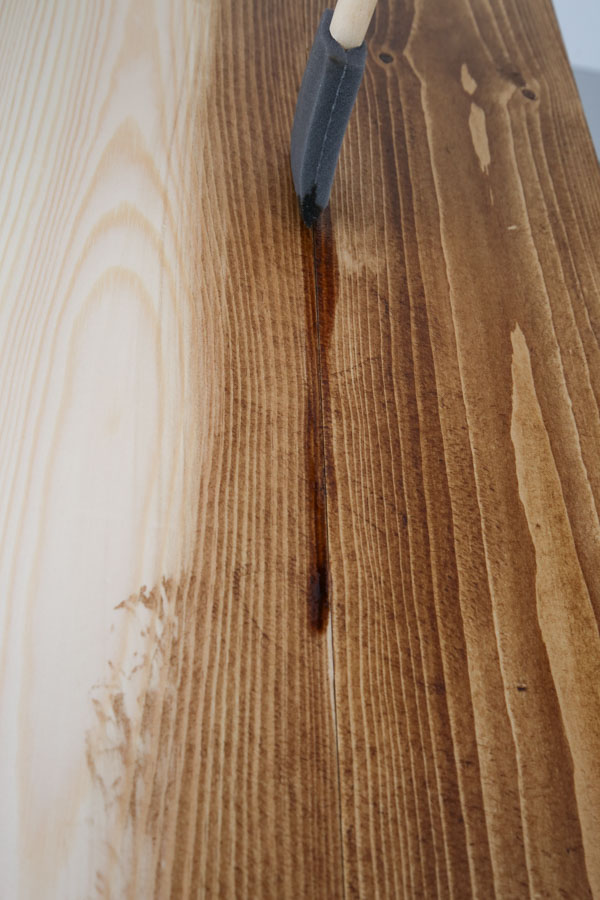 how to apply wood stain in hard to reach areas and crevices with a foam brush