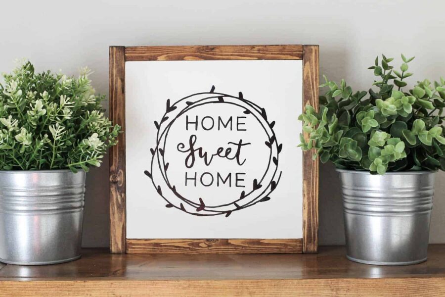 HOME Table Top Sign Cut Out Letters Wood Patterned Letters Decor