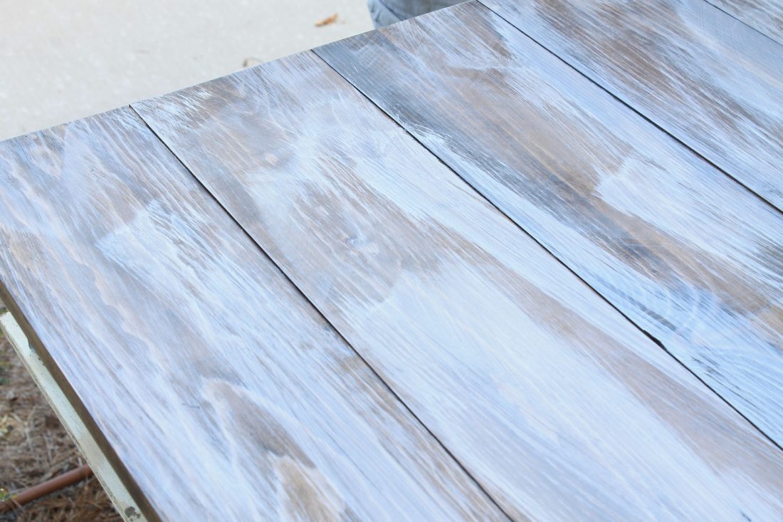 How to create a weathered wood gray finish and gray wash stain on a wood desk