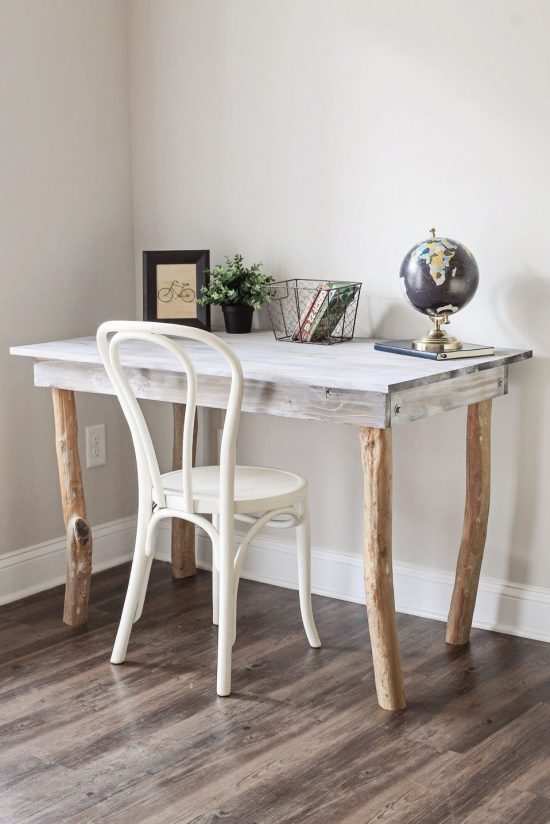 Rustic Tree Branch Desk DIY