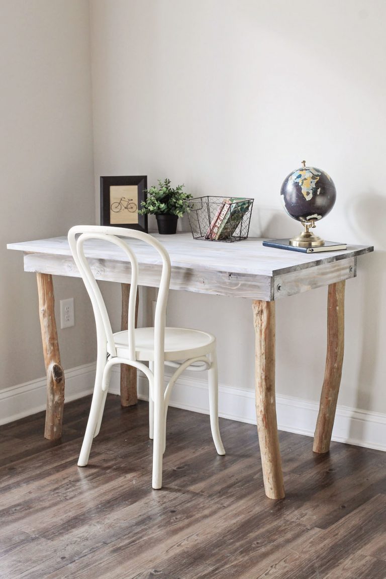 Rustic Tree Branch Desk DIY Angela Marie Made