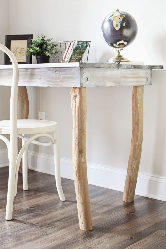 Rustic Tree Branch Desk DIY