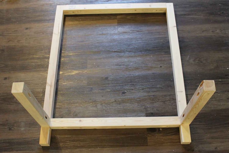 Assembling DIY bar cart wood frame together with Kreg screws and pocket holes