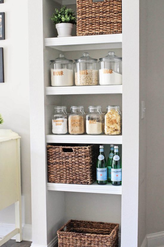 Open Pantry Shelves and free Pantry Labels