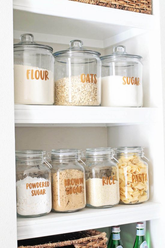 Open Pantry Shelves and free Pantry Labels