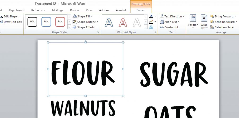 How to Make Custom Font Pantry Labels in Microsoft Word