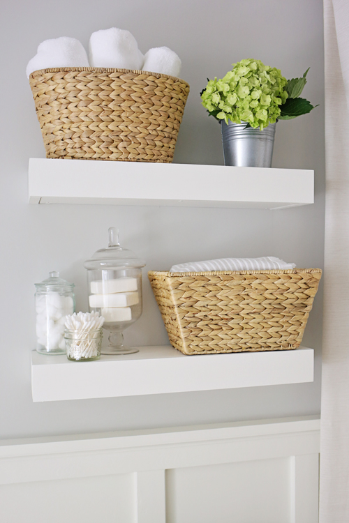 DIY Built In Bathroom Shelves and Cabinet - Angela Marie Made