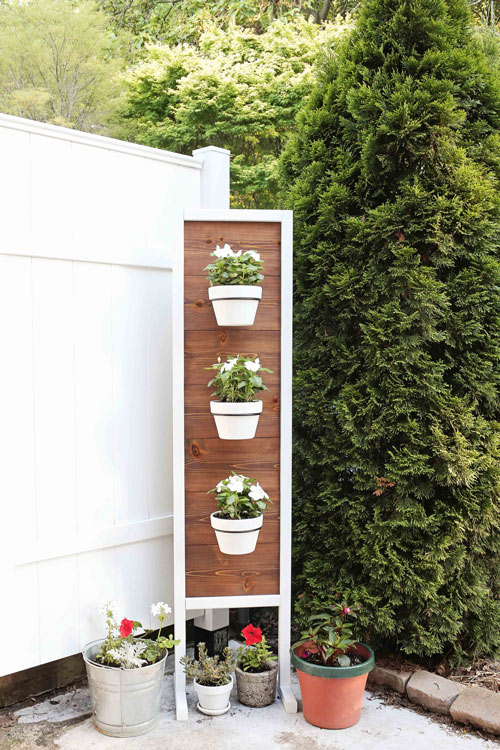 diy vertical garden on back patio