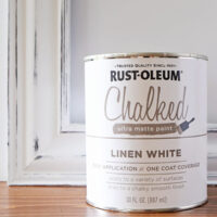 Can of rustoleum chalked paint linen white