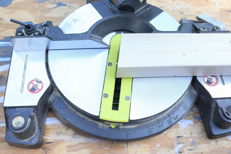 cutting bottom of 2x3 boards at a 10 degree angle with miter saw