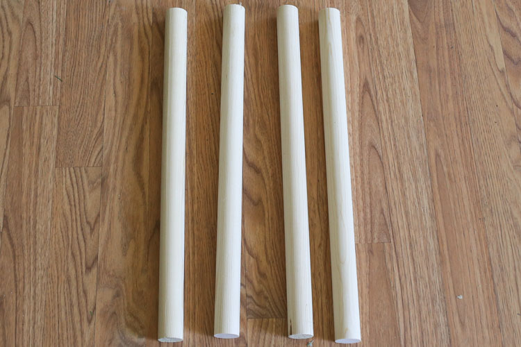 four dowel rods for Blanket Ladder DIY