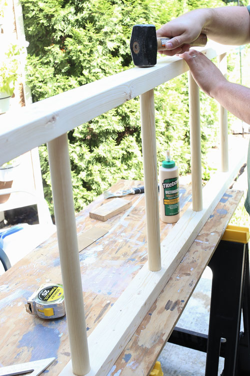 hammering sides for Blanket Ladder DIY