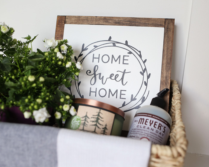 DIY Housewarming gift basket- include household necessities, like