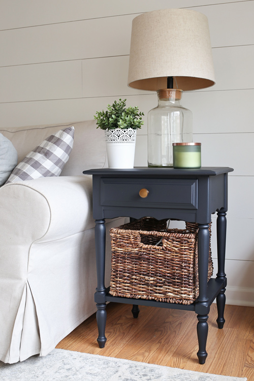 Side Table Makeover with Black Paint