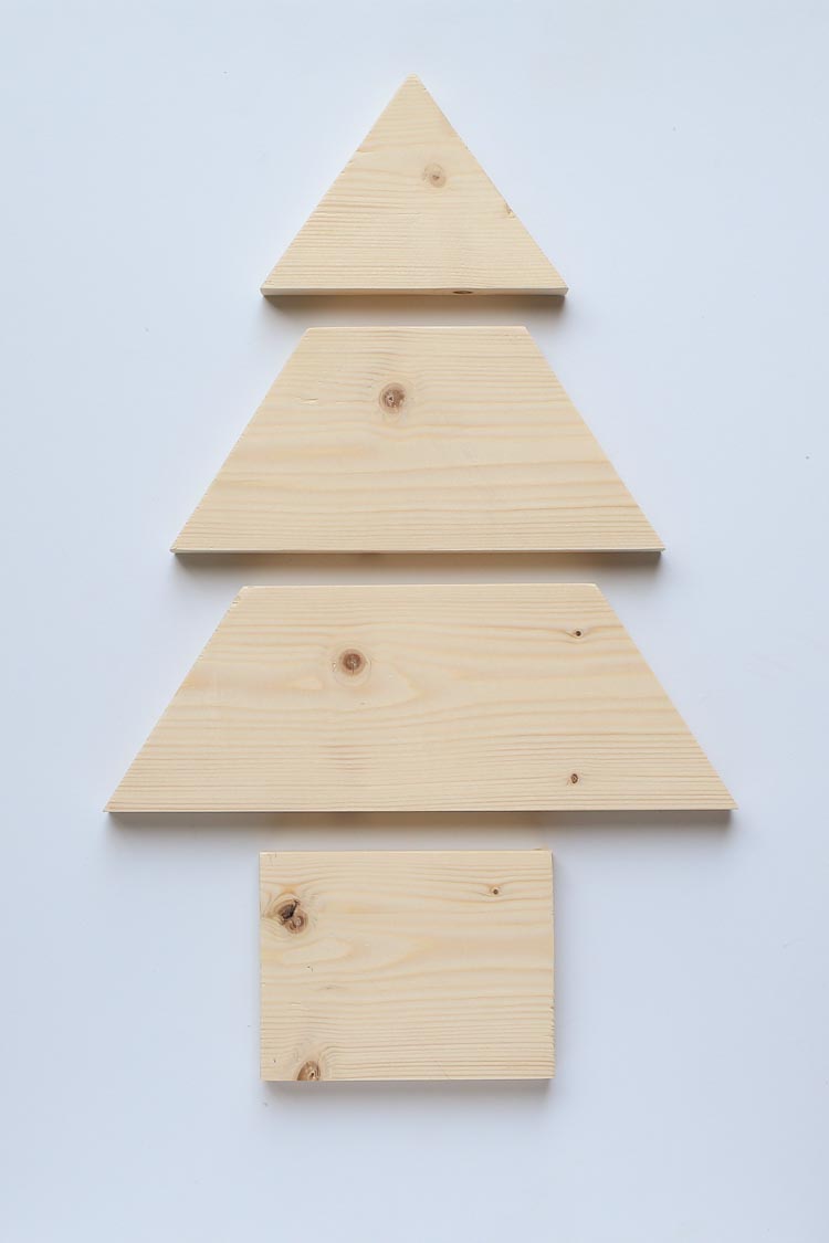 All of the cut wood boards for the DIY Wood Christmas Tree holder