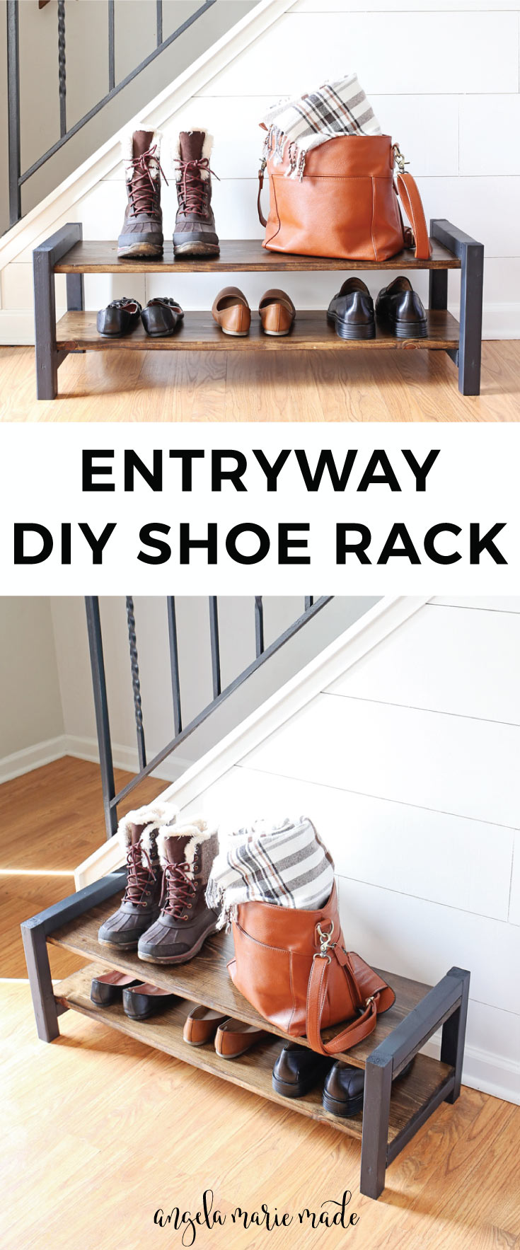 Entryway DIY Shoe Rack - Angela Marie Made