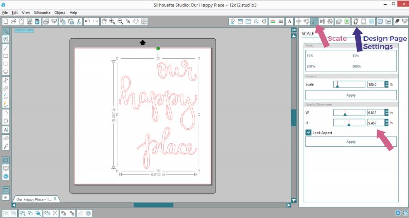 How to resize decal design in Silhouette Studio