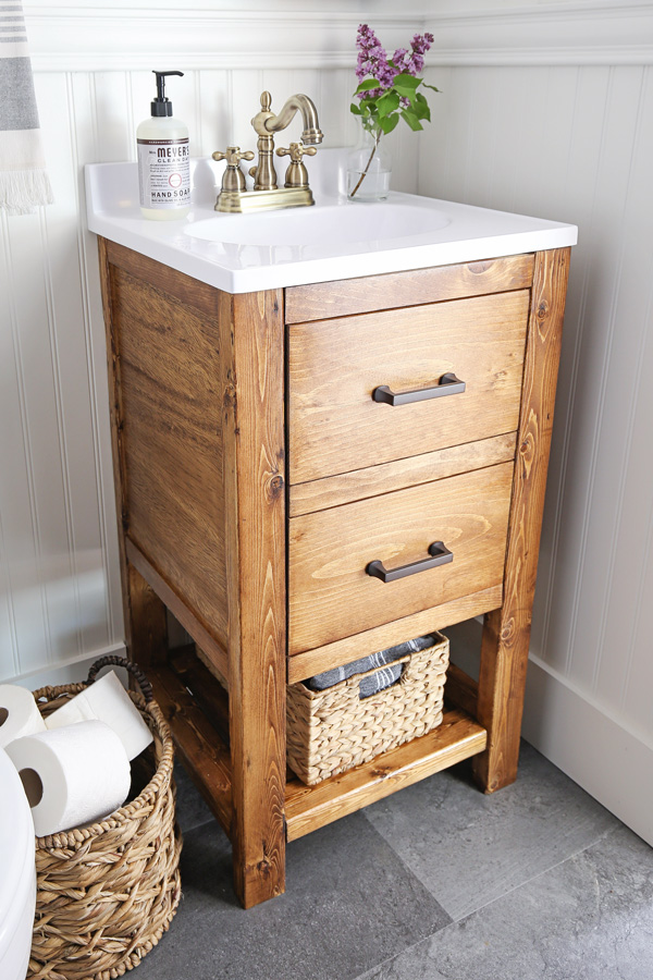 DIY Built In Bathroom Shelves and Cabinet - Angela Marie Made