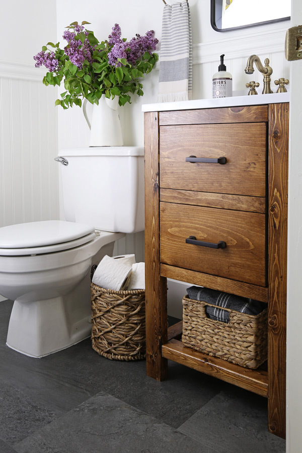 Small bathroom makeover with a DIY bathroom vanity