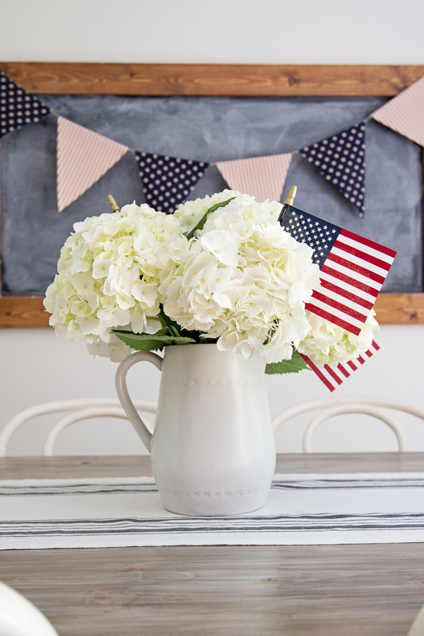 4th of July hydrangea centerpiece