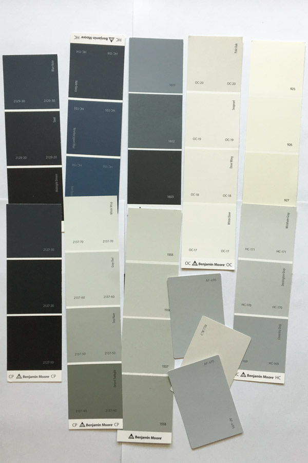 Blue and Grey Benjamin Moore Paint Color Swatches
