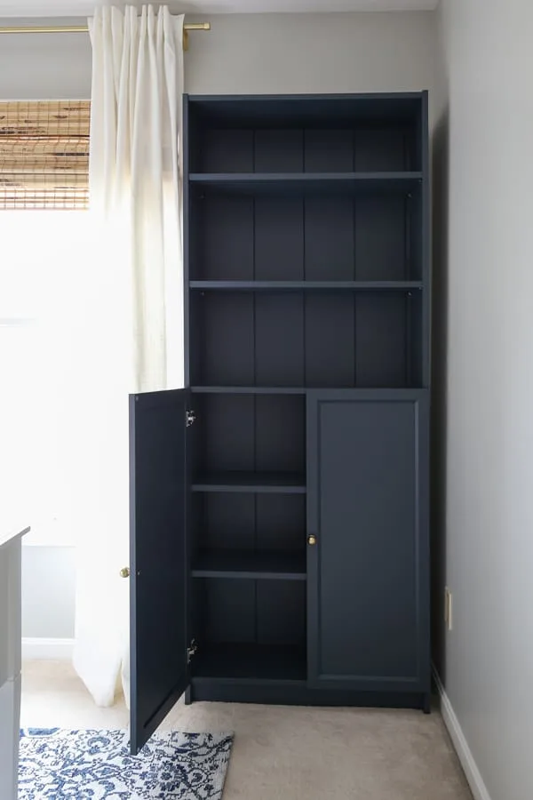 Ikea Billy Bookcase With Shiplap, Adding Glass Doors To Billy Bookcase