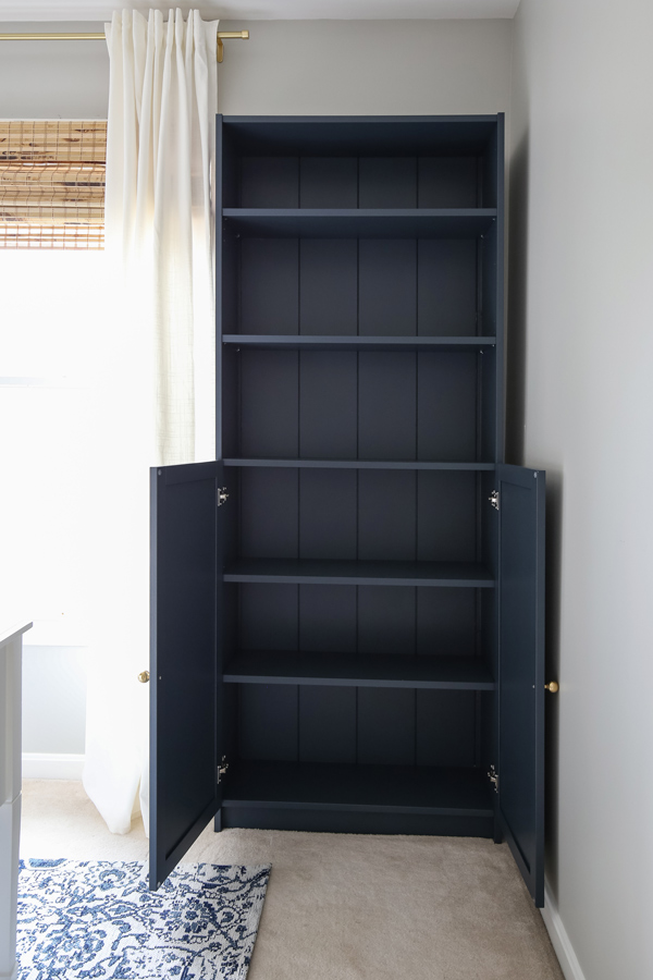 Ikea Billy Bookcase With Shiplap, Adding Doors To Ikea Bookcase