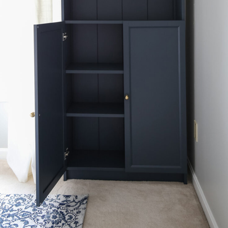 IKEA Billy bookcase hack with shiplap in an office
