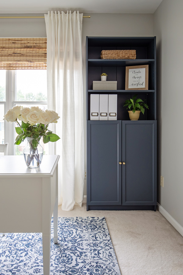 navy and grey pretty office makeover reveal