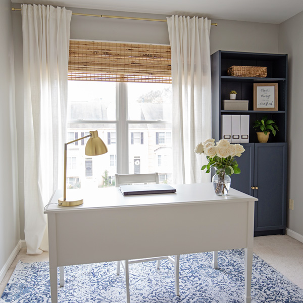 navy and grey office makeover reveal