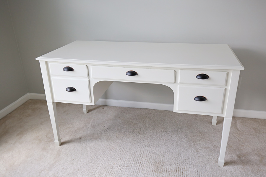 Desk Makeover After Photo of white painted desk
