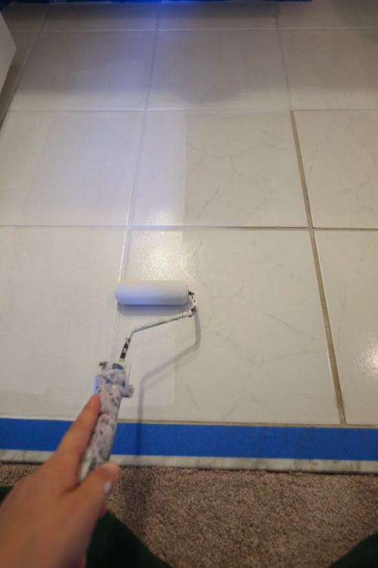 How to Paint Tile Floor in a Bathroom - Angela Marie Made