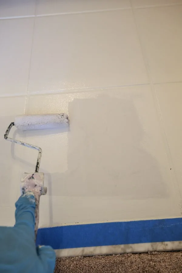 How To Paint Tile Floor In A Bathroom Angela Marie Made - How To Get Dry Paint Off Bathroom Floor