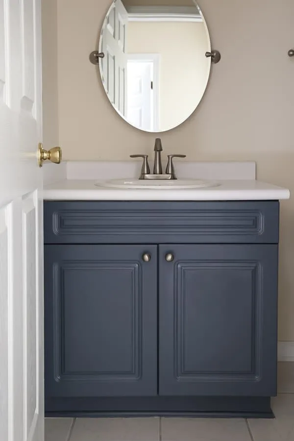 How To Paint A Bathroom Vanity Angela, Repainting Bathroom Cabinets