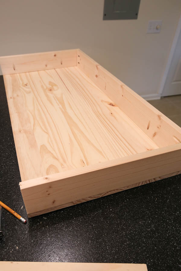 Building the makeup vanity top edges