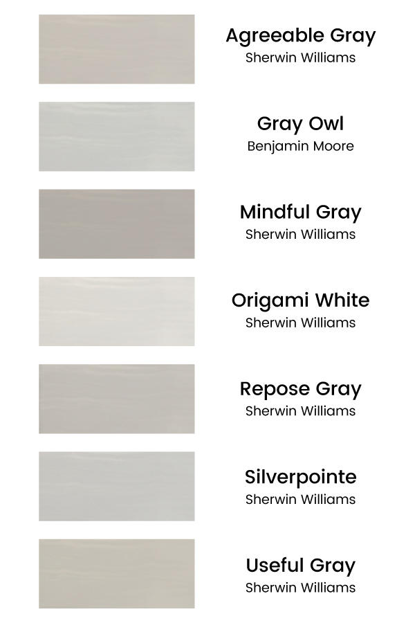 7 paint brush color swatches