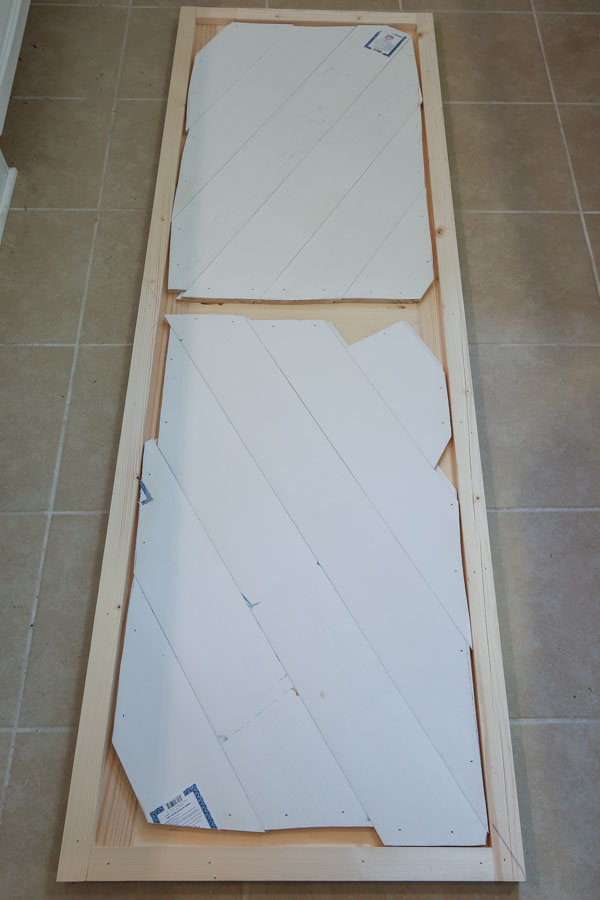 the back of the second DIY barn door for entertainment center showing how it was constructed