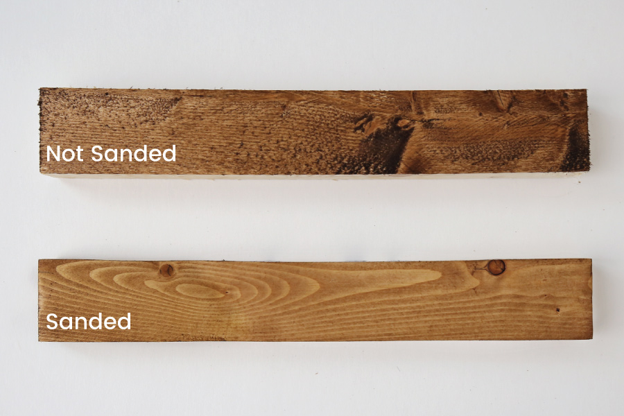 sanded wood with stain compared to non sanded wood with stain