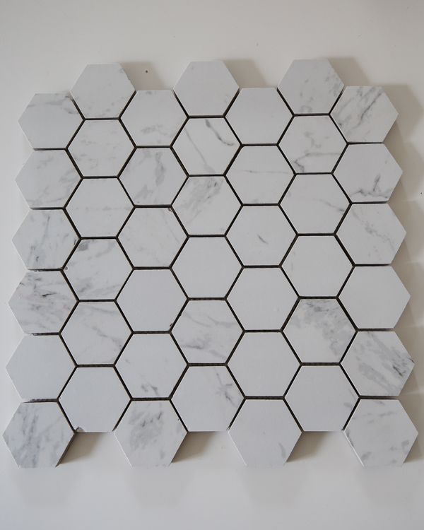 Hexagon Porcelain Marble Mosaic tile with chips