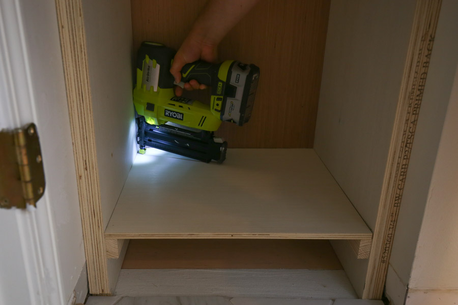 DIY Built In Bathroom Shelves and Cabinet - Angela Marie Made