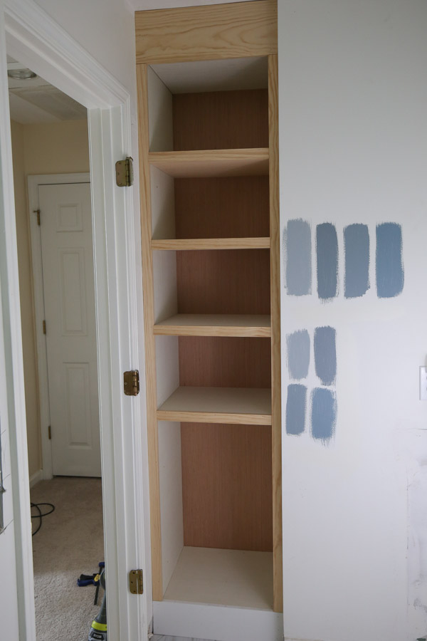 DIY Built In Bathroom Shelves and Cabinet - Angela Marie Made